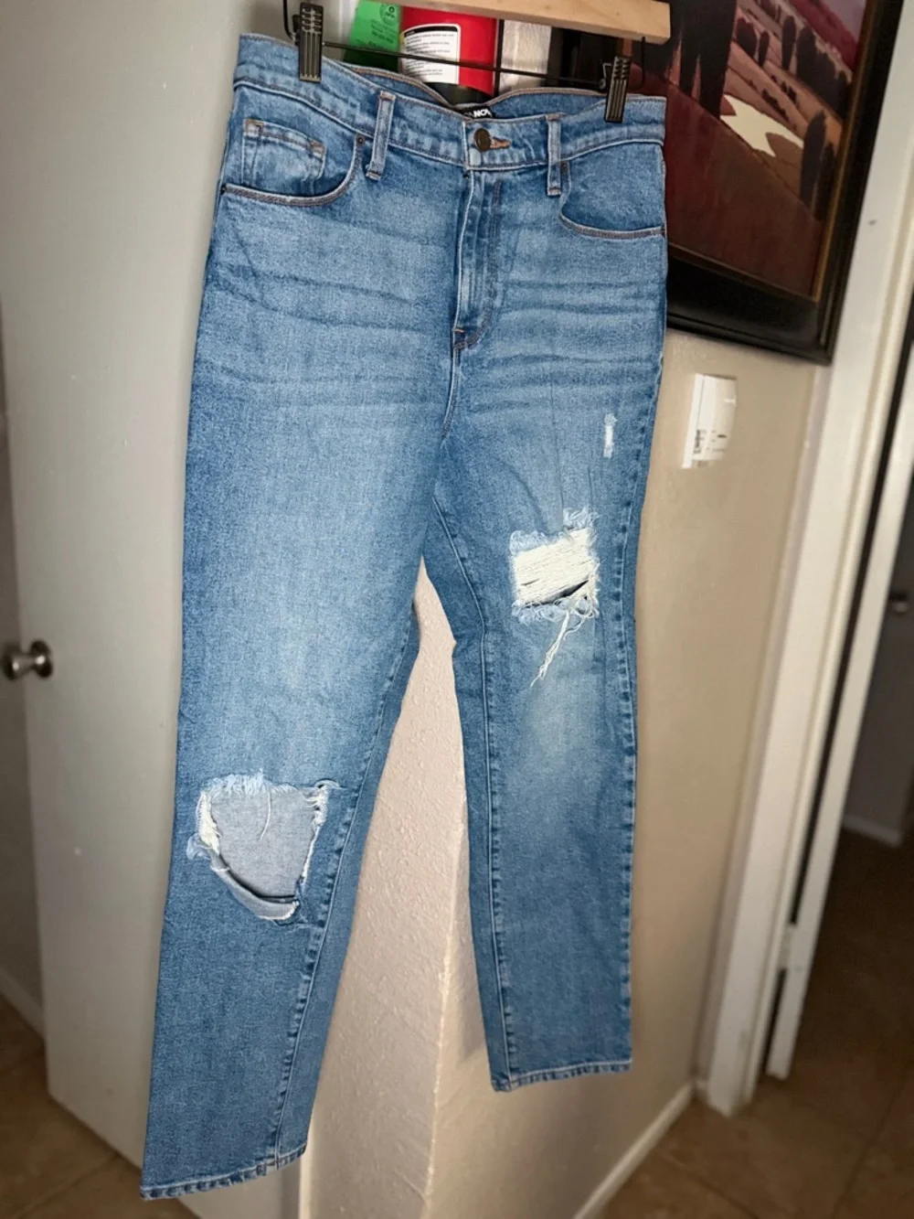 Fashion Nova Light Blue Distressed Straight-Leg Jeans - Picture 4 of 5